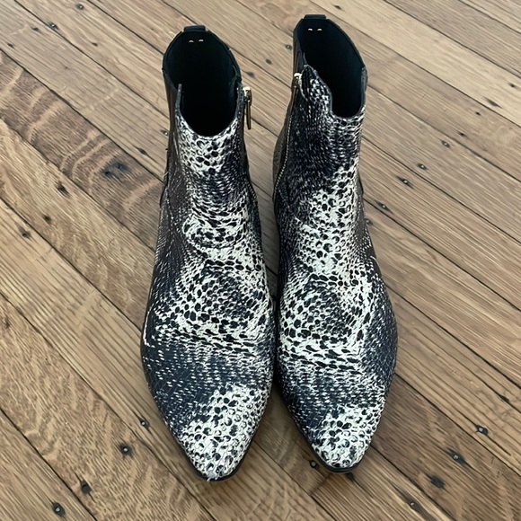 Calvin Klein Pointed Tie Snake Print Boots - Picture 2 of 5